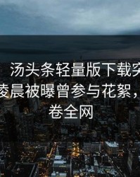 【爆料】汤头条轻量版下载突发：大V在今日凌晨被曝曾参与花絮，炸裂席卷全网