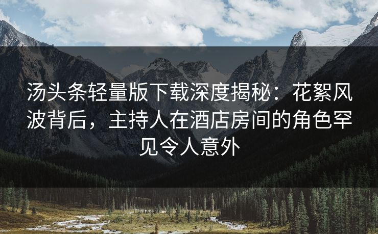 汤头条轻量版下载深度揭秘：花絮风波背后，主持人在酒店房间的角色罕见令人意外