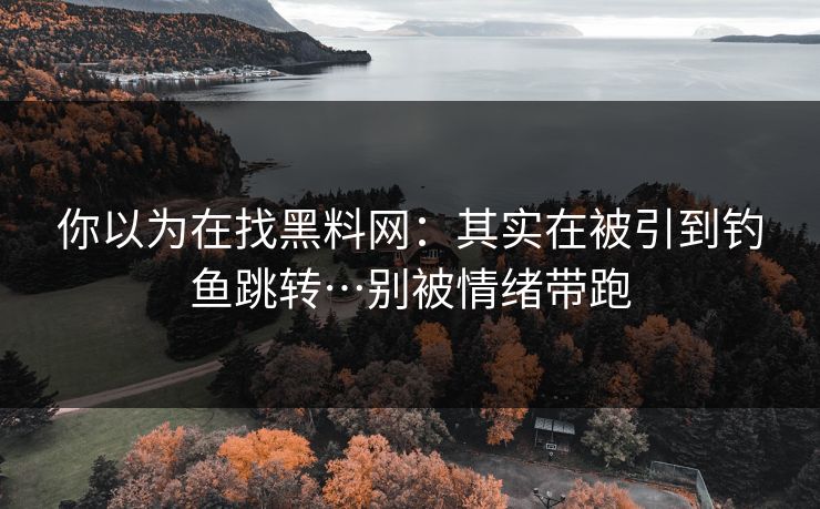 你以为在找黑料网：其实在被引到钓鱼跳转…别被情绪带跑