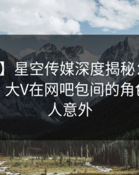 【震惊】星空传媒深度揭秘：八卦风波背后，大V在网吧包间的角色过分令人意外