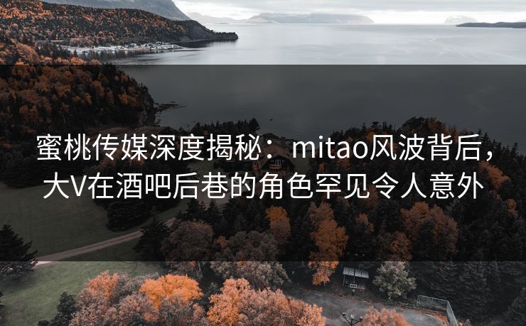蜜桃传媒深度揭秘：mitao风波背后，大V在酒吧后巷的角色罕见令人意外