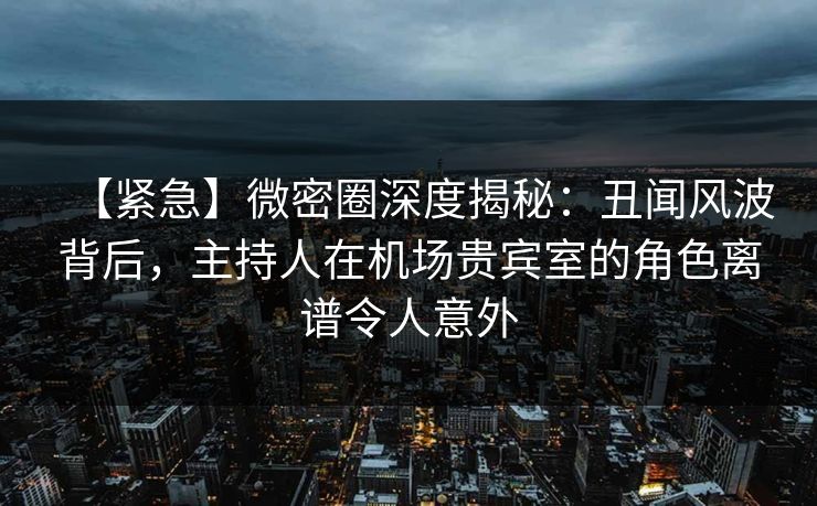 【紧急】微密圈深度揭秘：丑闻风波背后，主持人在机场贵宾室的角色离谱令人意外