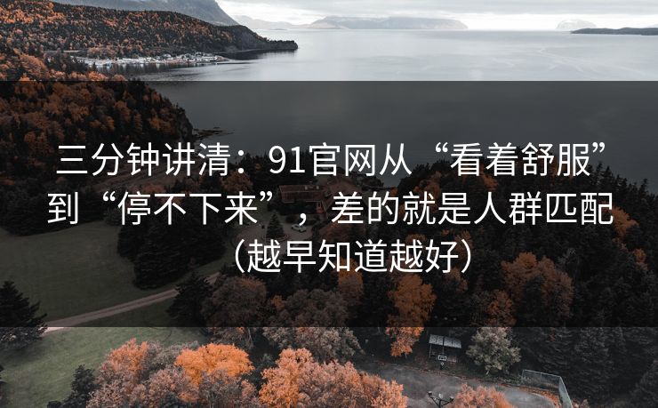 三分钟讲清：91官网从“看着舒服”到“停不下来”，差的就是人群匹配（越早知道越好）